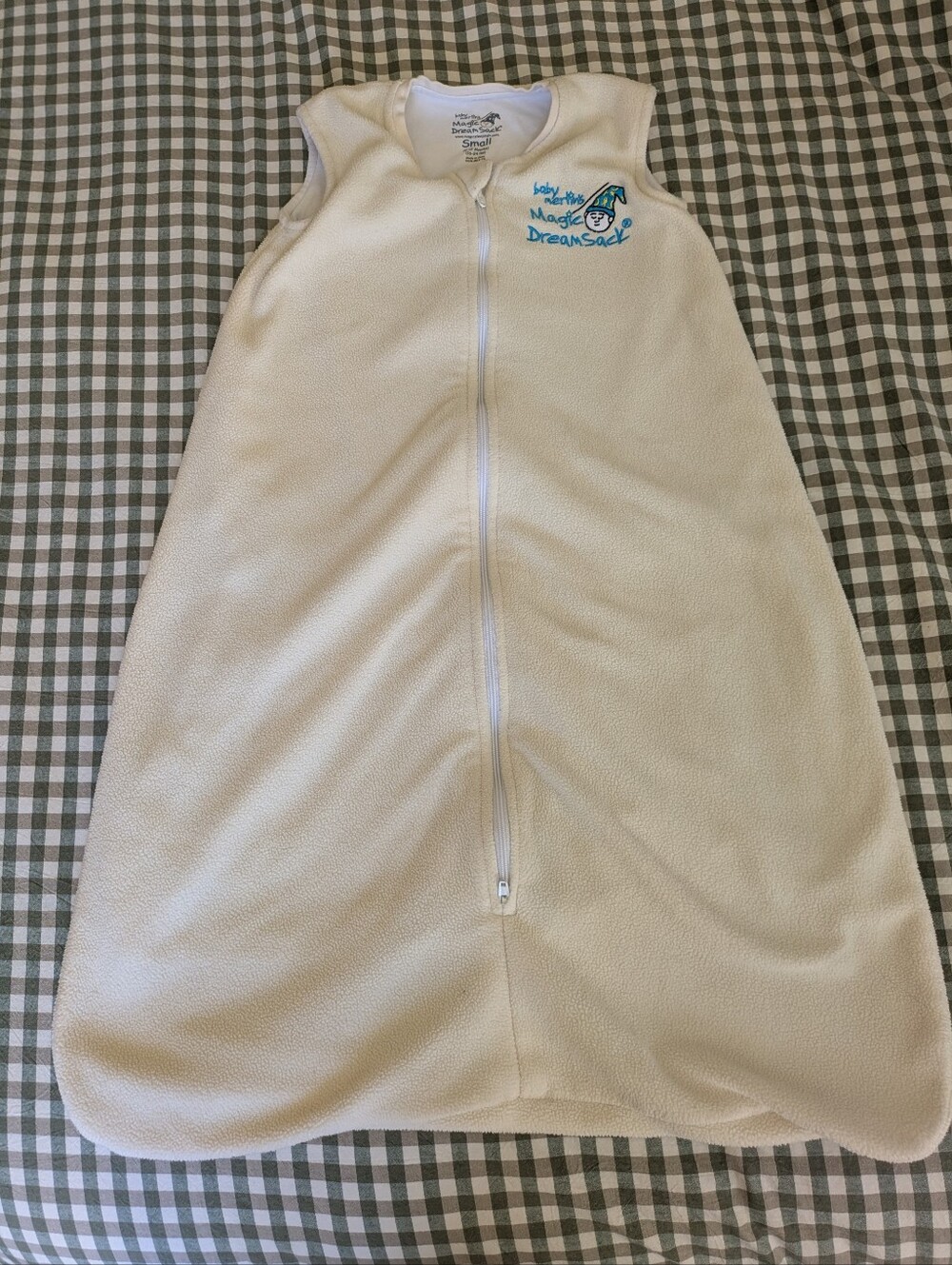 Cream Fleece Baby Sleep Sack - Double Zippered Baby Size Small 6-12 months